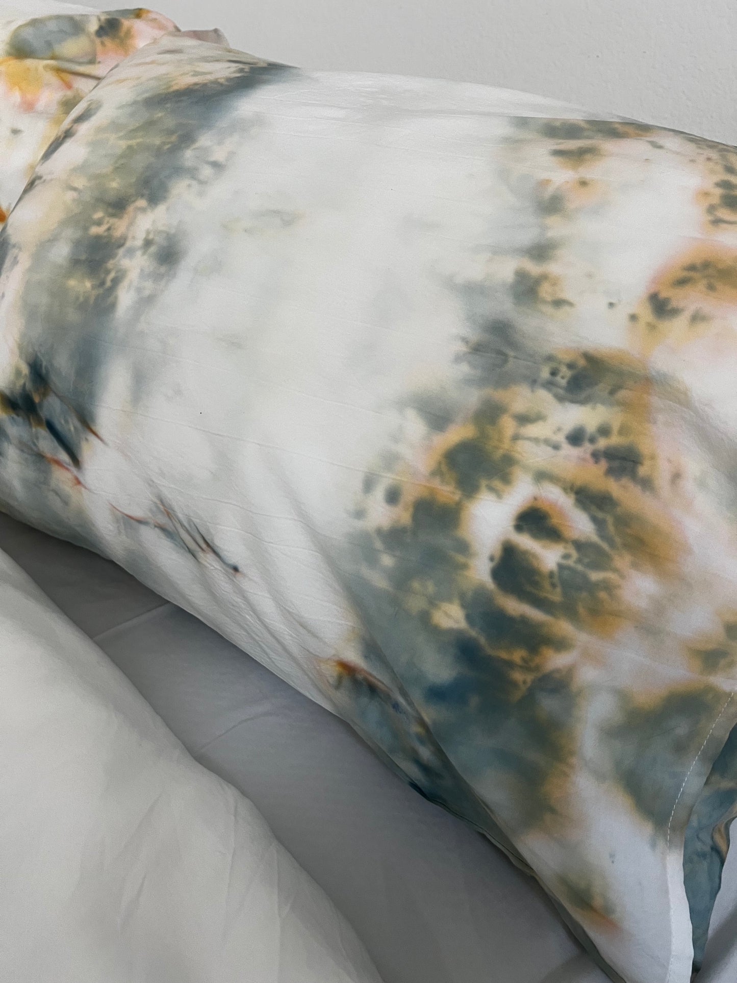 Hand-Dyed Stonewater Reverie Duvet Set: Blue and Sunset Gold Cotton Bedding