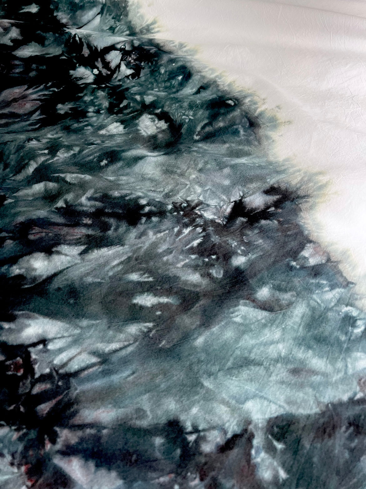 Hand-dyed Drowned Wildwood Reverie Duvet Set: Black Green and White Bedding