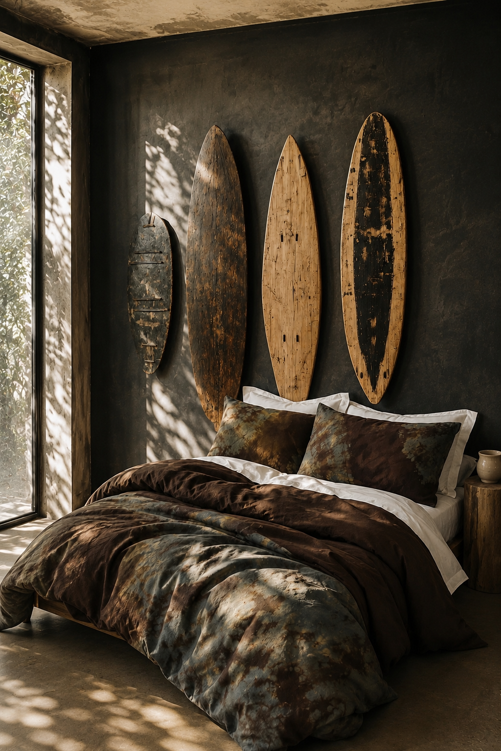 Hand-Dyed Harrowing Reverie Duvet Set: Brown and Blue Cotton Bedding