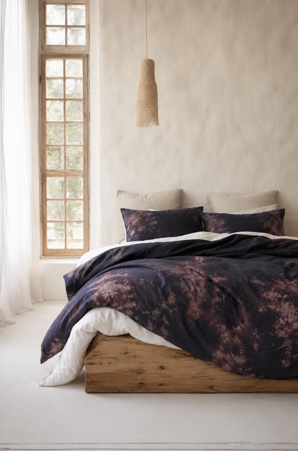Hand-Dyed Last Night Reverie Duvet Set: Multi Blue Cotton Bedding
