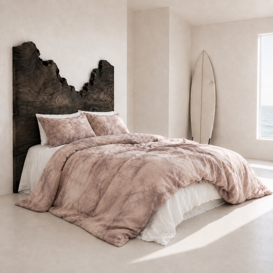 Hand-Dyed Surrender Reverie Duvet Set: Pink Cotton Bedding