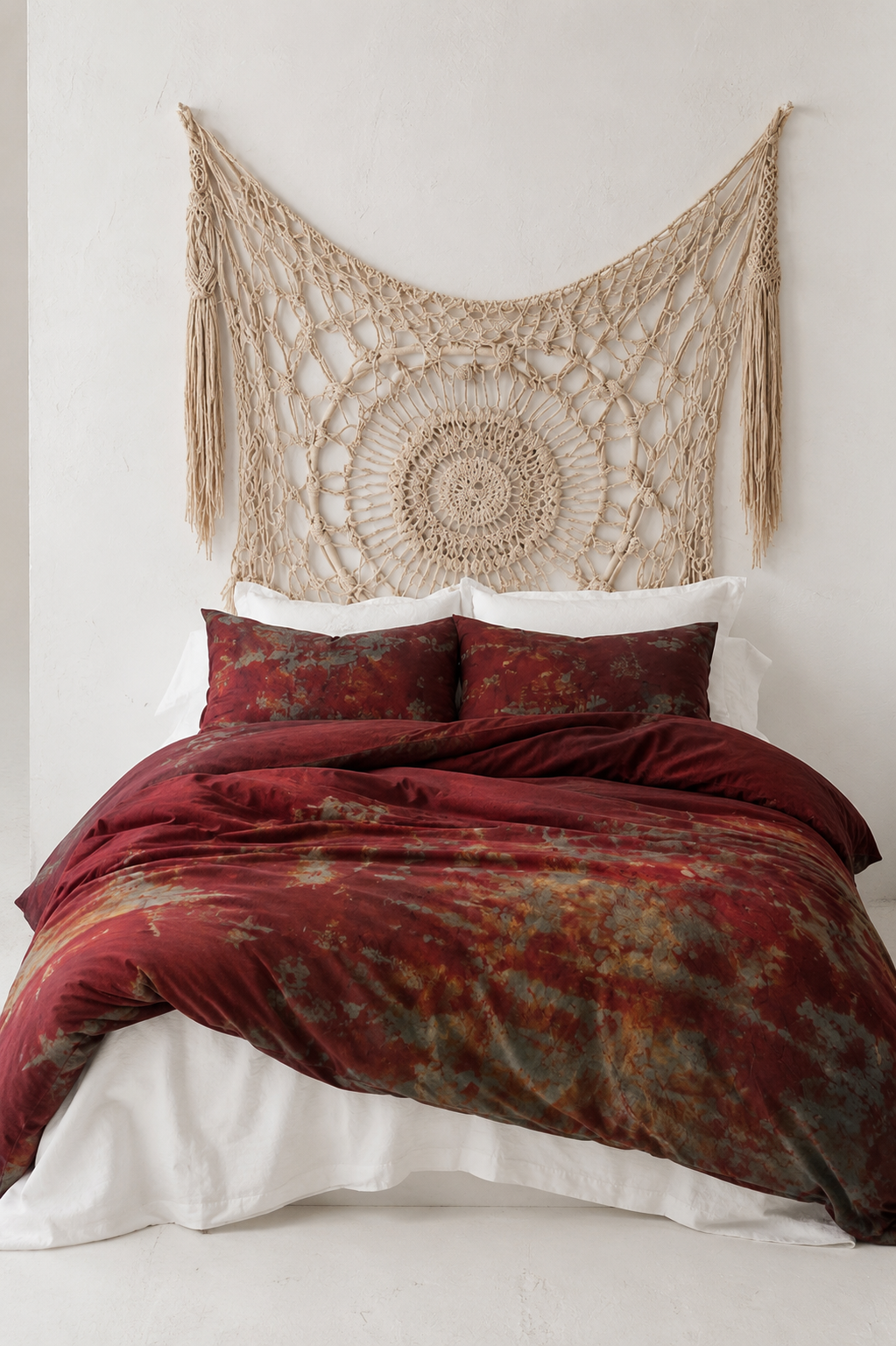 Hand-Dyed If We Were Free Reverie Duvet Set: Fire Red and Turquoise Cotton Bedding