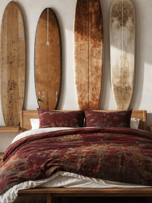 Hand-Dyed If We Were Free Reverie Duvet Set: Fire Red and Turquoise Cotton Bedding