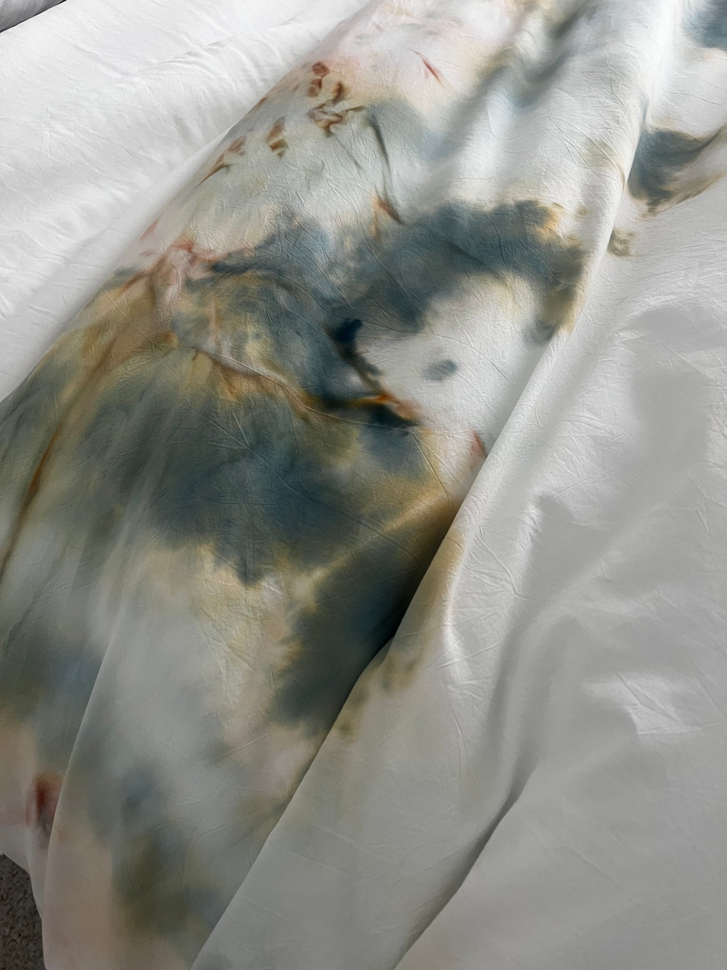 Hand-Dyed Stonewater Reverie Duvet Set: Blue and Sunset Gold Cotton Bedding