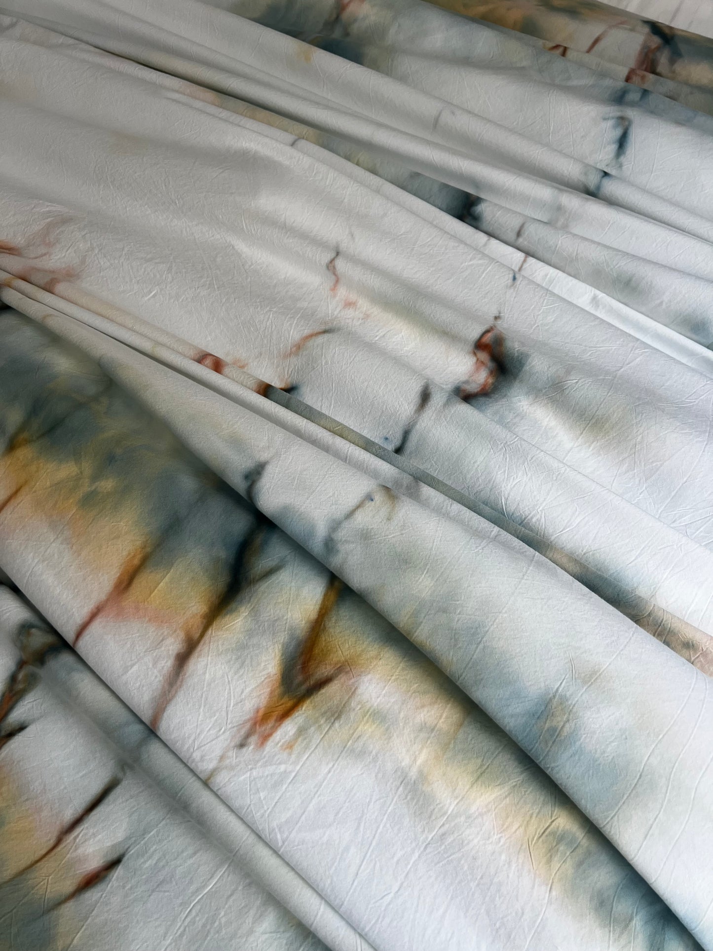 Hand-Dyed Stonewater Reverie Duvet Set: Blue and Sunset Gold Cotton Bedding